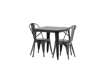 Tempe Spisegruppe 80 cm Rektangulær med 2 Tempe Stoler - Mørk grå - Møbler - Bord - Spisegruppe