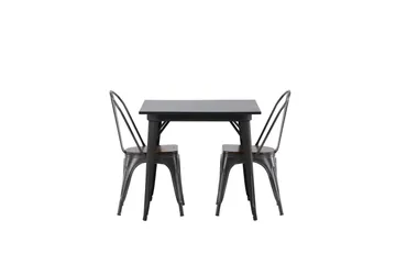Tempe Spisegruppe 80 cm Rektangulær med 2 Tempe Stoler - Mørk grå - Møbler - Bord - Spisegruppe
