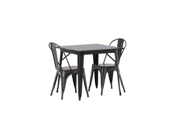 Tempe Spisegruppe 80 cm Rektangulær med 2 Tempe Stoler - Mørk grå - Møbler - Bord - Spisegruppe