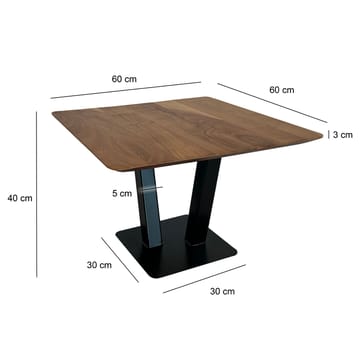 Thyris sofabord 60 cm kvadratisk - Varm brun og svart - Møbler - Bord - Sofabord & salongbord