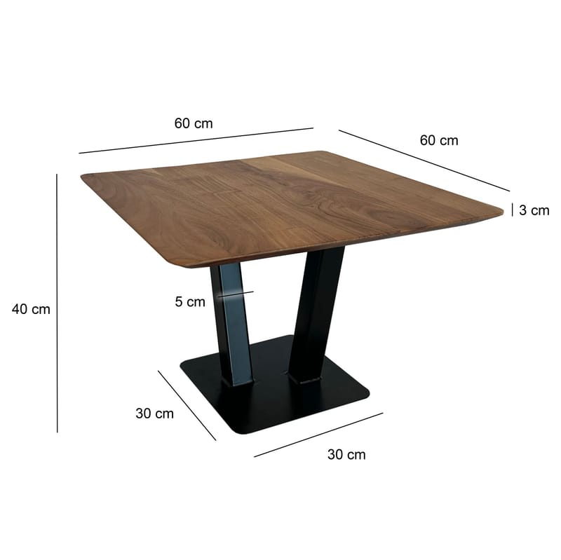 Thyris sofabord 60 cm kvadratisk - Varm brun og svart - Møbler - Bord - Sofabord & salongbord