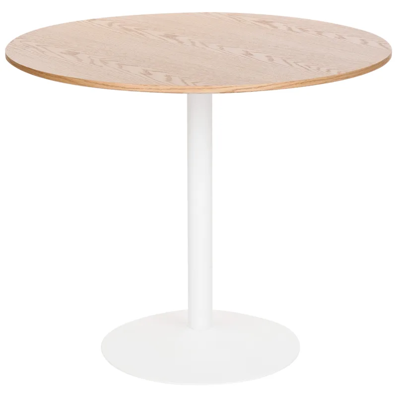 Tino Lite Rundt Spisebord 90 cm i Metall og Tre med Eikeutseende, Lysebrun