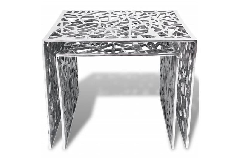 To-delers Sidebord Kvadratisk Aluminium Sølv - Sølv - Sofabord & salongbord
