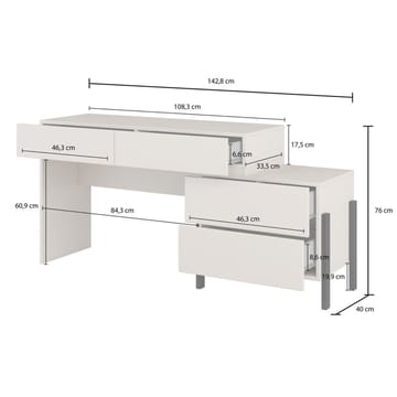Toalettbord Jukon S med 4 skuffer - Møbler - Bord - Sminkebord & toalettbord