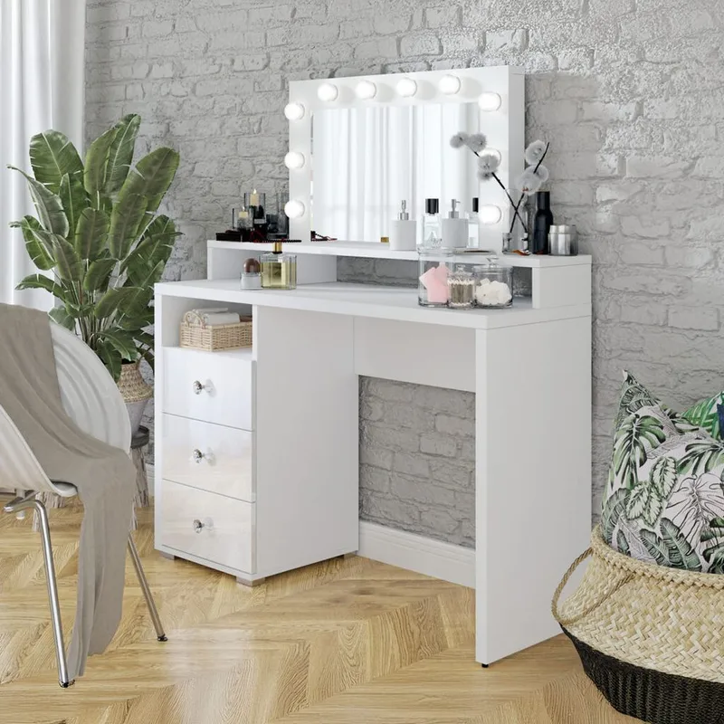 Toalettbord med speil Diva med 3 Skuffer - Møbler - Bord - Sminkebord & toalettbord