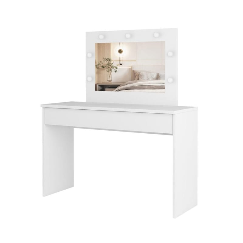 Toalettbord med speil Eva 1 skuff - Hvit - Møbler - Bord - Sminkebord & toalettbord