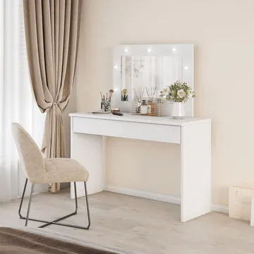 Toalettbord med speil Eva 1 skuff - Hvit - Møbler - Bord - Sminkebord & toalettbord