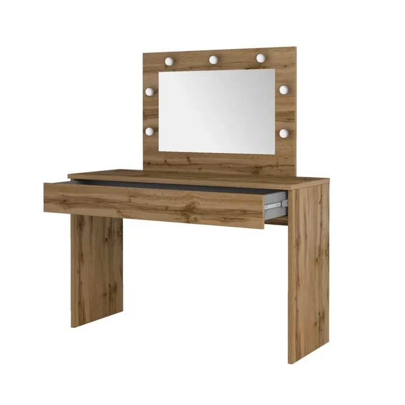 Toalettbord med speil Eva 1 skuff - Wotan eik - Møbler - Bord - Sminkebord & toalettbord