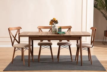 Toolenpas spisegruppe bord 130 cm + 4 stoler - Brun - Møbler - Bord - Spisegruppe