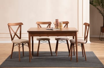 Toolenpas spisegruppe bord 130 cm + 4 stoler - Brun - Møbler - Bord - Spisegruppe