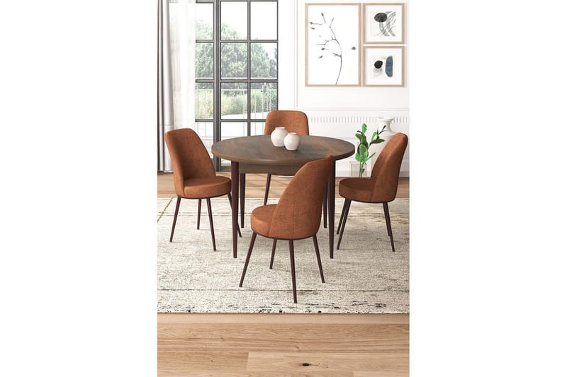 Tor Spisegruppe 4-seter - Brun/Rød - Møbler - Bord - Spisegruppe
