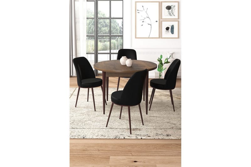 Tor Spisegruppe 4-seter - Brun/Svart - Møbler - Bord - Spisegruppe