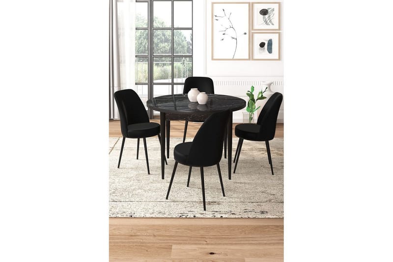 Tor Spisegruppe 4-seter - Svart - Møbler - Bord - Spisegruppe