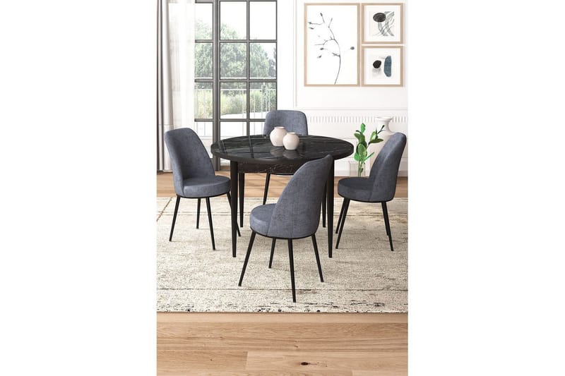 Tor Spisegruppe 4-seter - Svart/Grå - Møbler - Bord - Spisegruppe