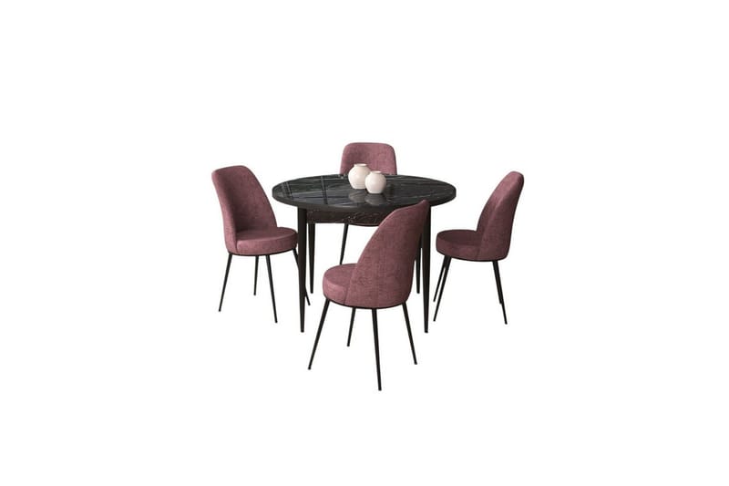 Tor Spisegruppe 4-seter - Svart/Rosa - Møbler - Bord - Spisegruppe