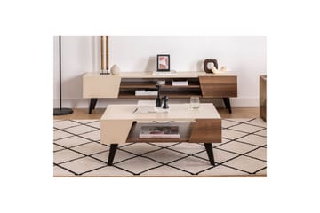 Torin Stuebord 90 cm - Valnøtt/Beige - Møbler - Bord - Sofabord & salongbord