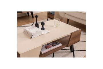 Torin Stuebord 90 cm - Valnøtt/Beige - Møbler - Bord - Sofabord & salongbord
