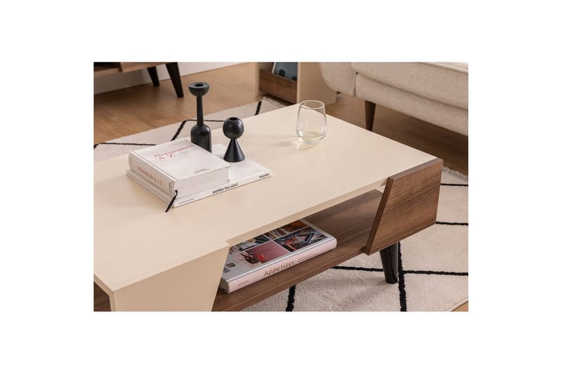 Torin Stuebord 90 cm - Valnøtt/Beige - Møbler - Bord - Sofabord & salongbord