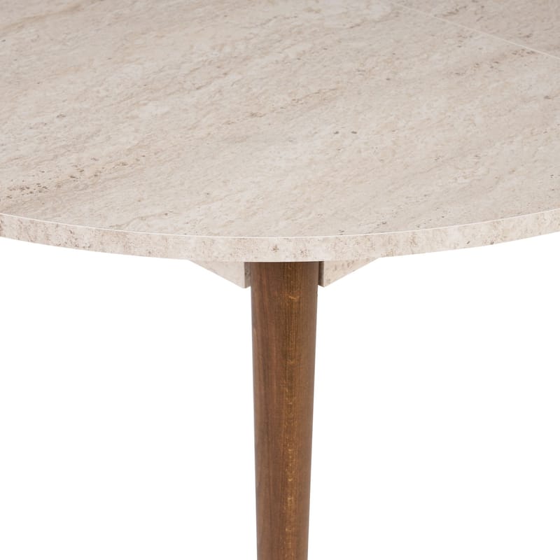 Tralven spisebord 131 cm rundt - Travertin og Valnøtt - Møbler - Bord - Spisebord & kjøkkenbord