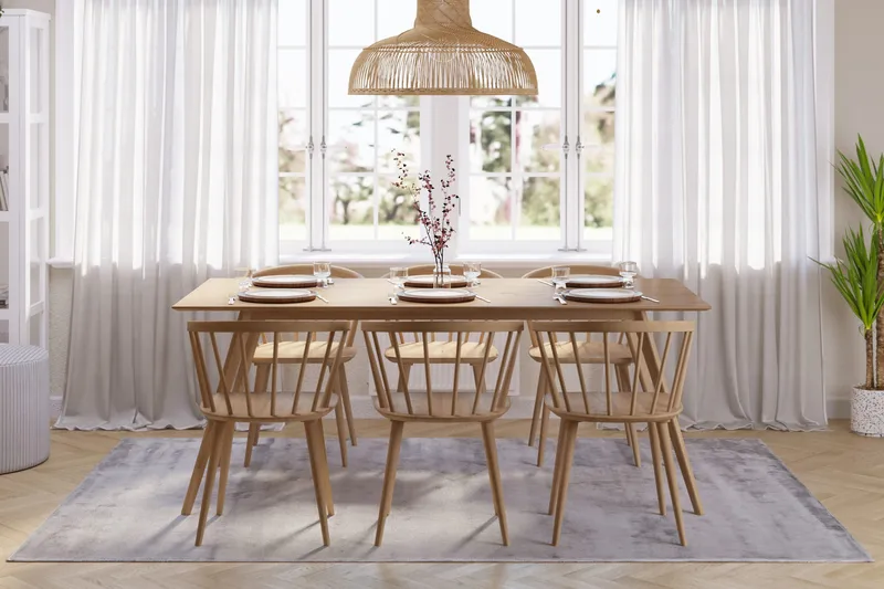 Tyrö Spisegruppe med 6 Tyrö Armstoler - Oak/Oak - Møbler - Bord - Spisegruppe