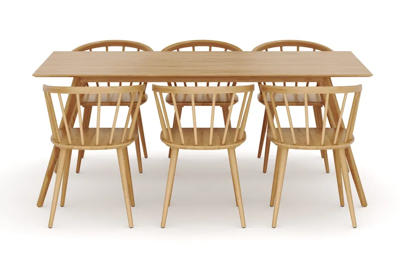 Tyrö Spisegruppe med 6 Tyrö Armstoler - Oak/Oak - Møbler - Bord - Spisegruppe