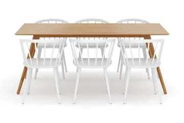 Tyrö Spisegruppe med 6 Tyrö Armstoler - Oak/White - Møbler - Bord - Spisegruppe