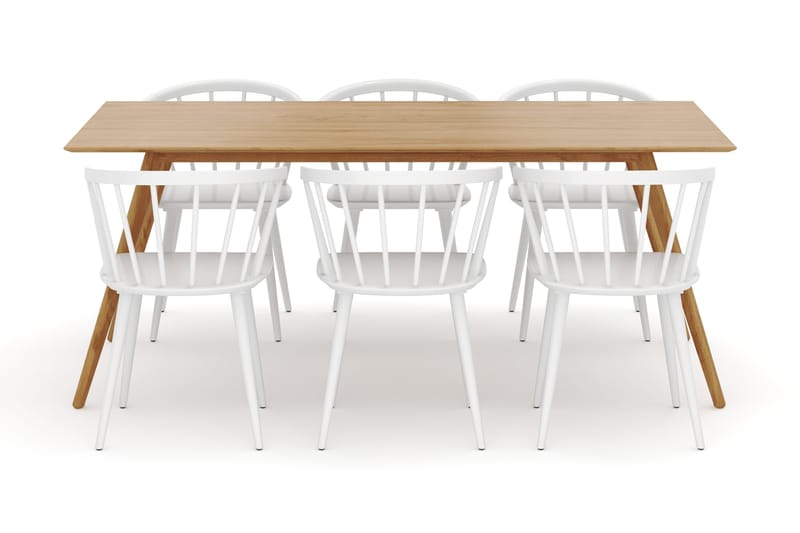 Tyrö Spisegruppe med 6 Tyrö Armstoler - Oak/White - Møbler - Bord - Spisegruppe