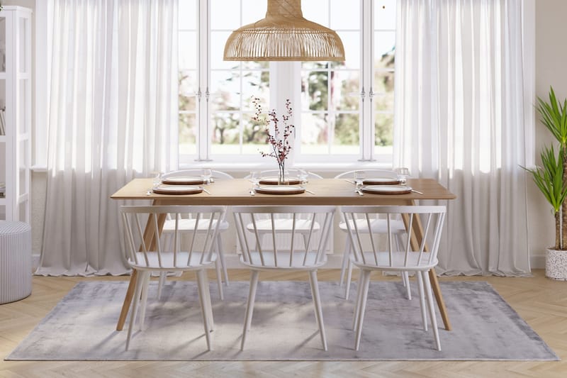 Tyrö Spisegruppe med 6 Tyrö Armstoler - Oak/White - Møbler - Bord - Spisegruppe