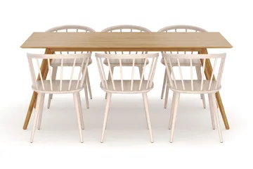 Tyrö Spisegruppe med 6 Tyrö Armstoler - Oak/Whitewash - Møbler - Bord - Spisegruppe
