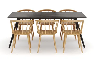 Tyrö Spisegruppe med 6 Tyrö Armstoler - Smoked Oak/Oak - Møbler - Bord - Spisegruppe