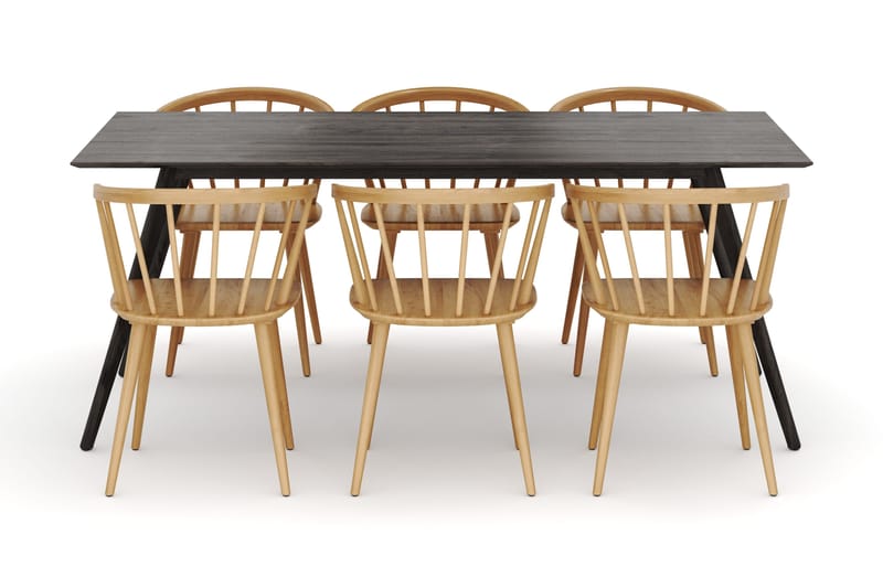 Tyrö Spisegruppe med 6 Tyrö Armstoler - Smoked Oak/Oak - Møbler - Bord - Spisegruppe