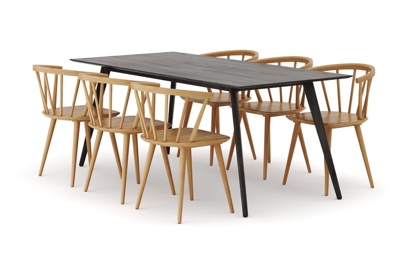 Tyrö Spisegruppe med 6 Tyrö Armstoler, Smoked Oak/Oak