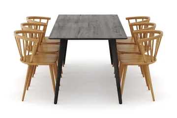 Tyrö Spisegruppe med 6 Tyrö Armstoler - Smoked Oak/Oak - Møbler - Bord - Spisegruppe