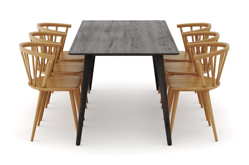 Tyrö Spisegruppe med 6 Tyrö Armstoler - Smoked Oak/Oak - Møbler - Bord - Spisegruppe