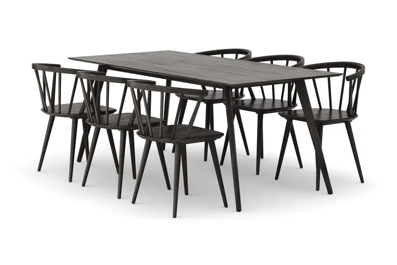 Tyrö Spisegruppe med 6 Tyrö Armstoler, Smoked Oak/Smoked Oak