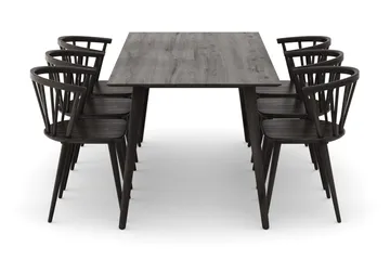 Tyrö Spisegruppe med 6 Tyrö Armstoler - Smoked Oak/Smoked Oak - Møbler - Bord - Spisegruppe