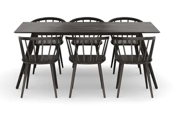 Tyrö Spisegruppe med 6 Tyrö Armstoler - Smoked Oak/Smoked Oak - Møbler - Bord - Spisegruppe