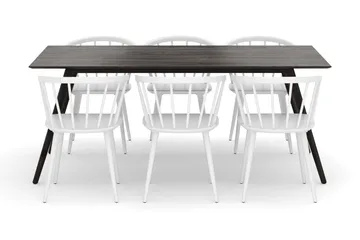 Tyrö Spisegruppe med 6 Tyrö Armstoler - Smoked Oak/White - Møbler - Bord - Spisegruppe