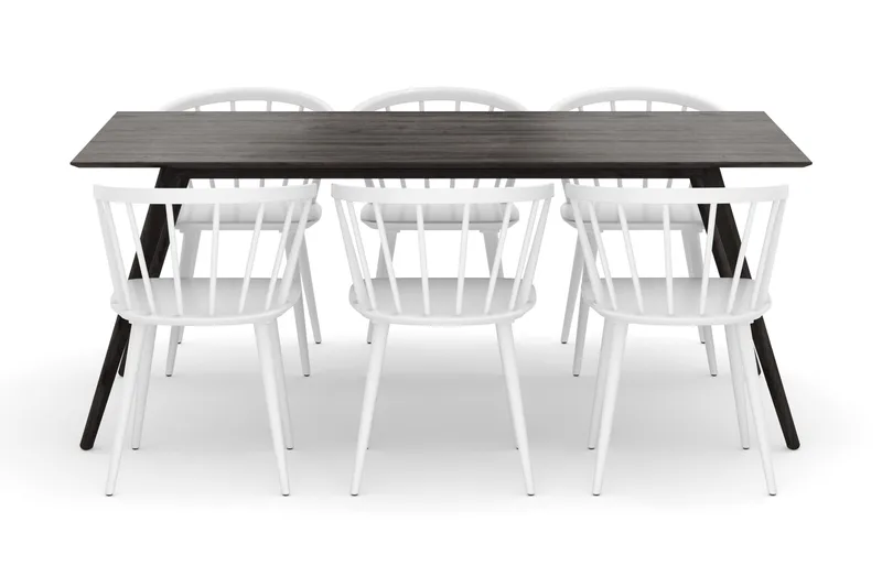 Tyrö Spisegruppe med 6 Tyrö Armstoler - Smoked Oak/White - Møbler - Bord - Spisegruppe