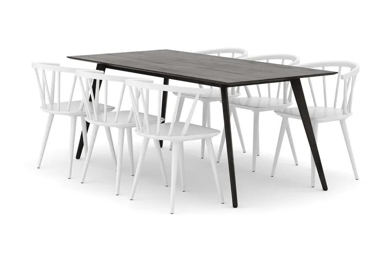 Tyrö Spisegruppe med 6 Tyrö Armstoler, Smoked Oak/White