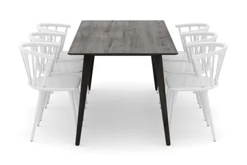 Tyrö Spisegruppe med 6 Tyrö Armstoler - Smoked Oak/White - Møbler - Bord - Spisegruppe
