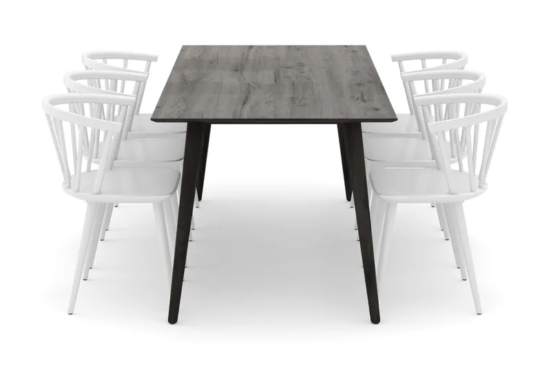 Tyrö Spisegruppe med 6 Tyrö Armstoler - Smoked Oak/White - Møbler - Bord - Spisegruppe