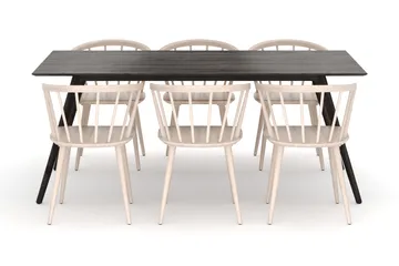 Tyrö Spisegruppe med 6 Tyrö Armstoler - Smoked Oak/Whitewash - Møbler - Bord - Spisegruppe