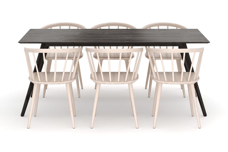 Tyrö Spisegruppe med 6 Tyrö Armstoler - Smoked Oak/Whitewash - Møbler - Bord - Spisegruppe