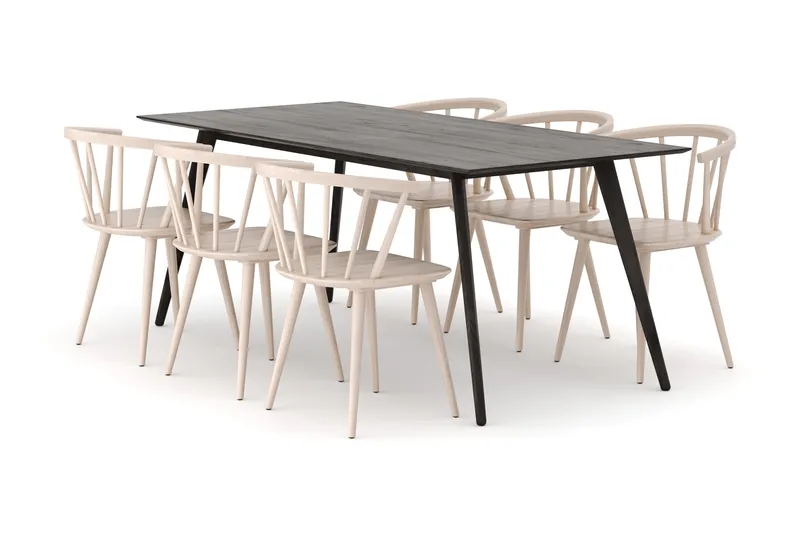Tyrö Spisegruppe med 6 Tyrö Armstoler, Smoked Oak/Whitewash