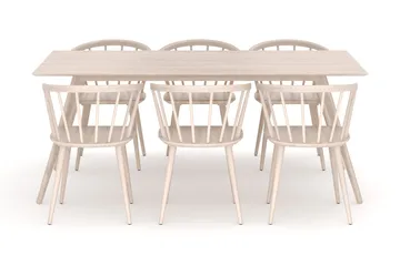 Tyrö Spisegruppe med 6 Tyrö Armstoler - Whitewash/Whitewash - Møbler - Bord - Spisegruppe