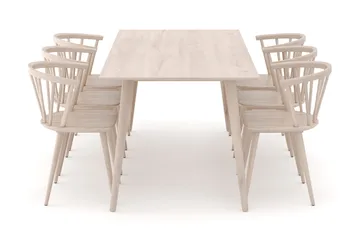 Tyrö Spisegruppe med 6 Tyrö Armstoler - Whitewash/Whitewash - Møbler - Bord - Spisegruppe