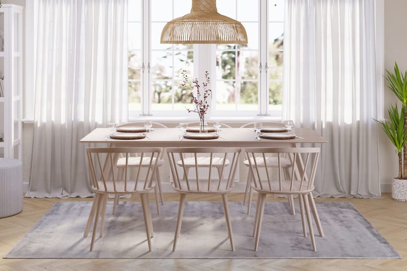 Tyrö Spisegruppe med 6 Tyrö Armstoler - Whitewash/Whitewash - Møbler - Bord - Spisegruppe