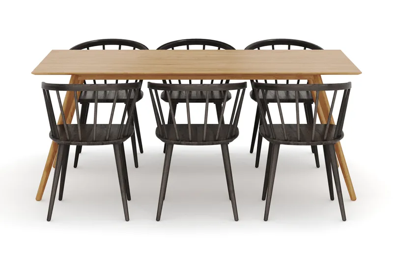 Tyrö Spisegruppe med 6 Tyrö Armstoler - Møbler - Bord - Spisegruppe