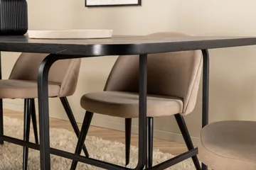 Uno Spisegruppe 200 cm Rektangulær med 6 Velvet Stoler - Beige - Møbler - Bord - Spisegruppe